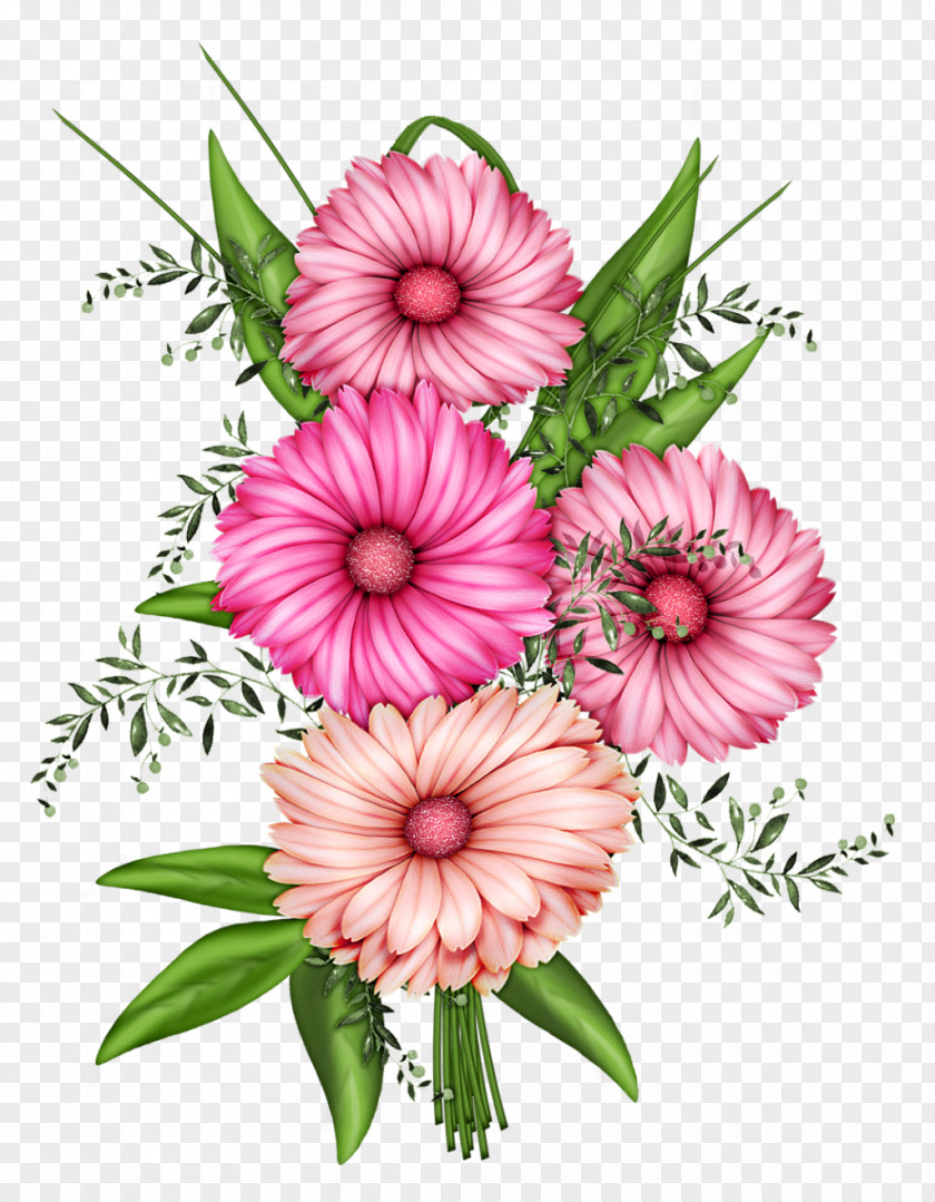 Watercolor Cute Pink Flowers Clip Art PNG