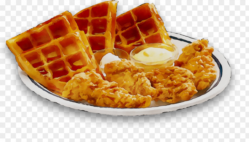 French Fries Belgian Waffle New Orleans Full Breakfast PNG