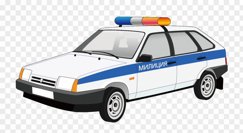 Hand-painted Cartoon Police Car PNG