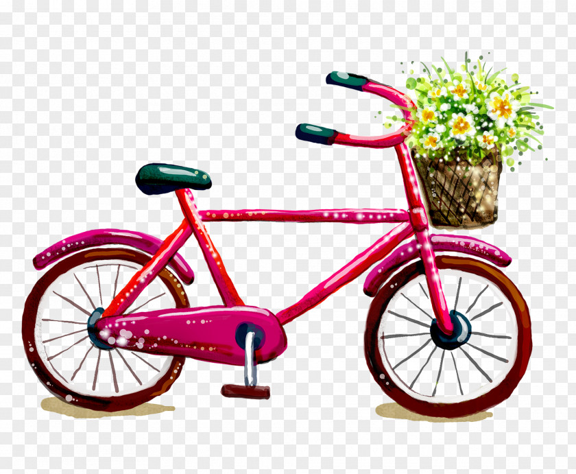 Pink Bike Bicycle Frame Wheel Saddle Road PNG