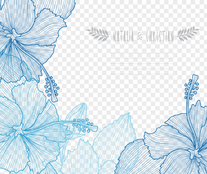 Vector Artwork Blue Creative Decorative Flower Border Flowers PNG