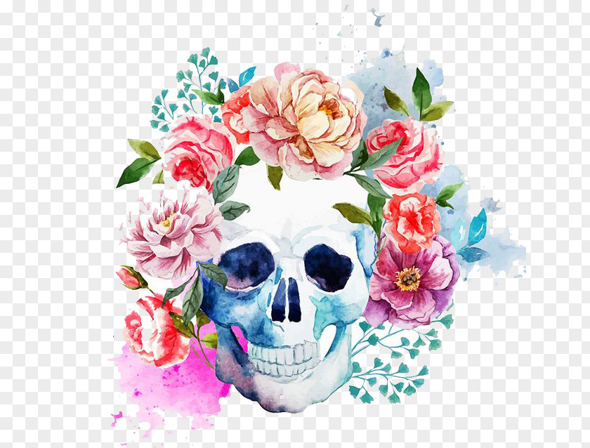 Watercolor Skull Calavera Human Symbolism Art PNG