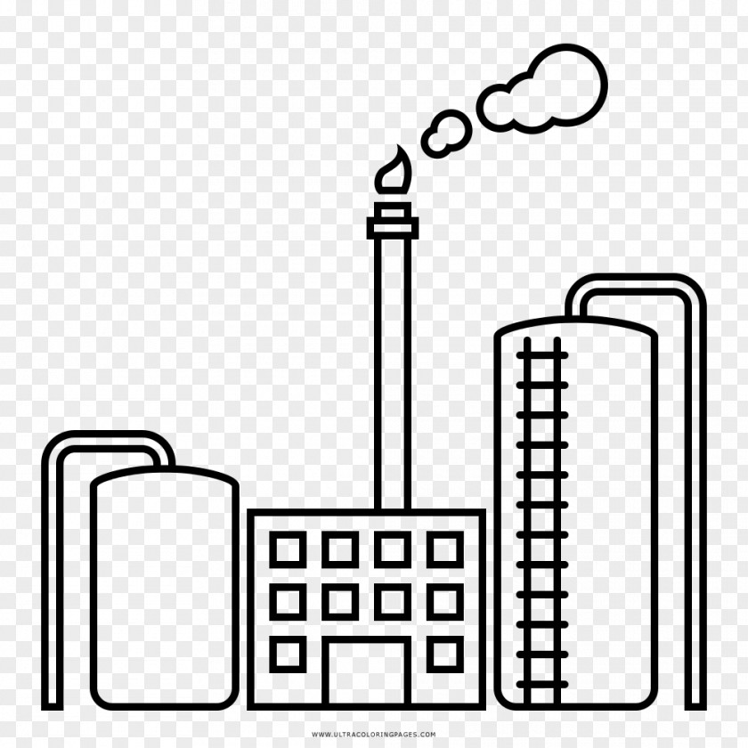 White Gas Oil Refinery Coloring Book Factory Drawing PNG