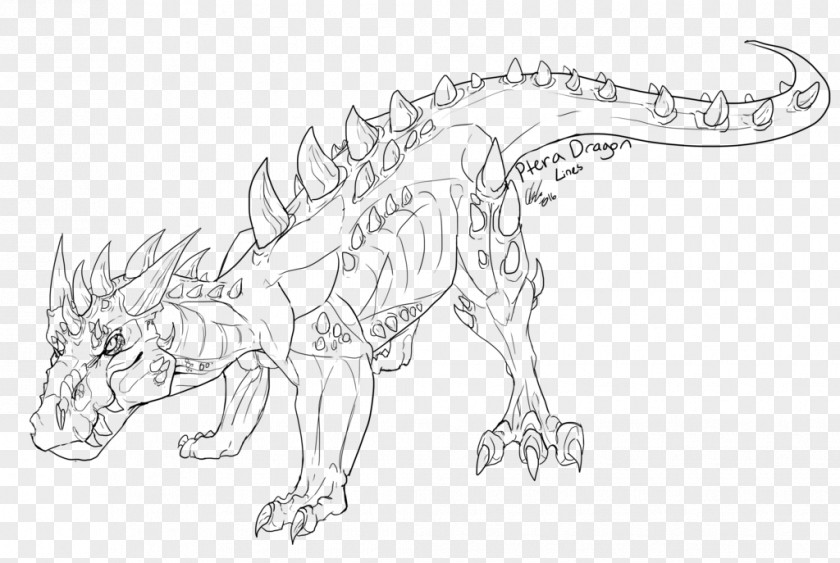 Dragon Line Art Wildlife Character White Sketch PNG