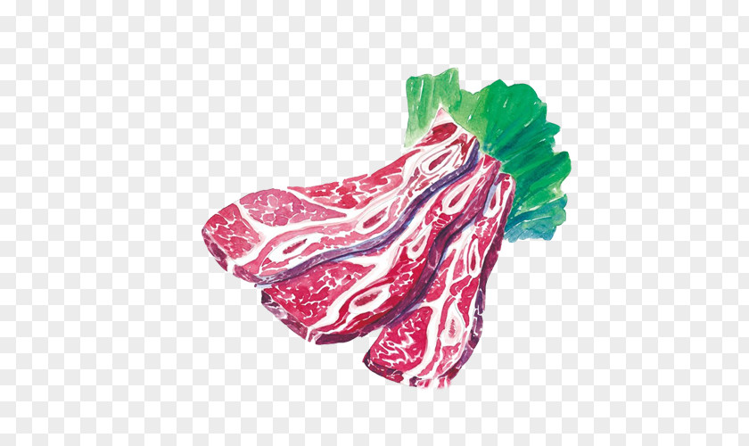 Snow Beef Hand Painting Material Picture Beefsteak Barbecue Grill Noodle Soup Ribs PNG