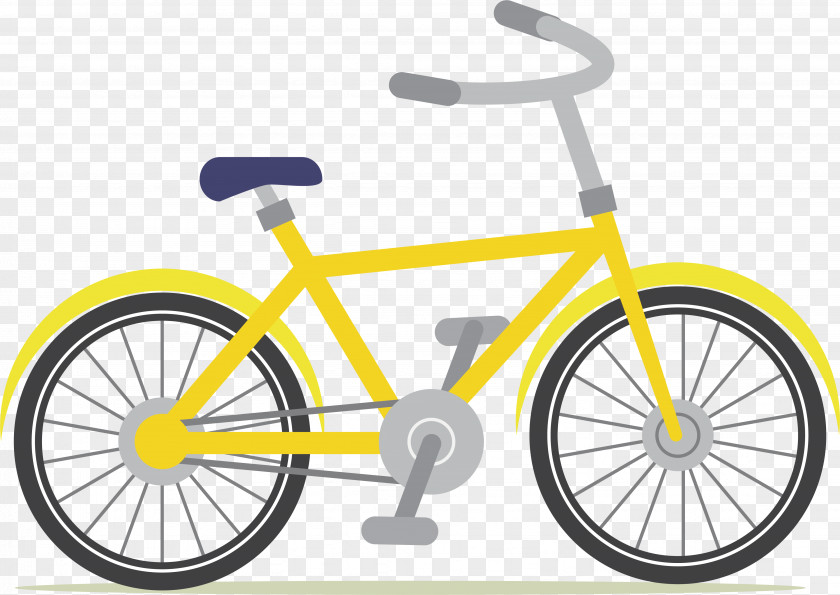 Yellow Bike Fixed-gear Bicycle Mountain Brake Bottom Bracket PNG