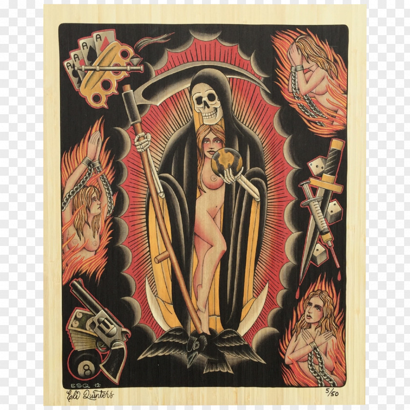 Santa Muerte Printmaking Edition Artist Death PNG