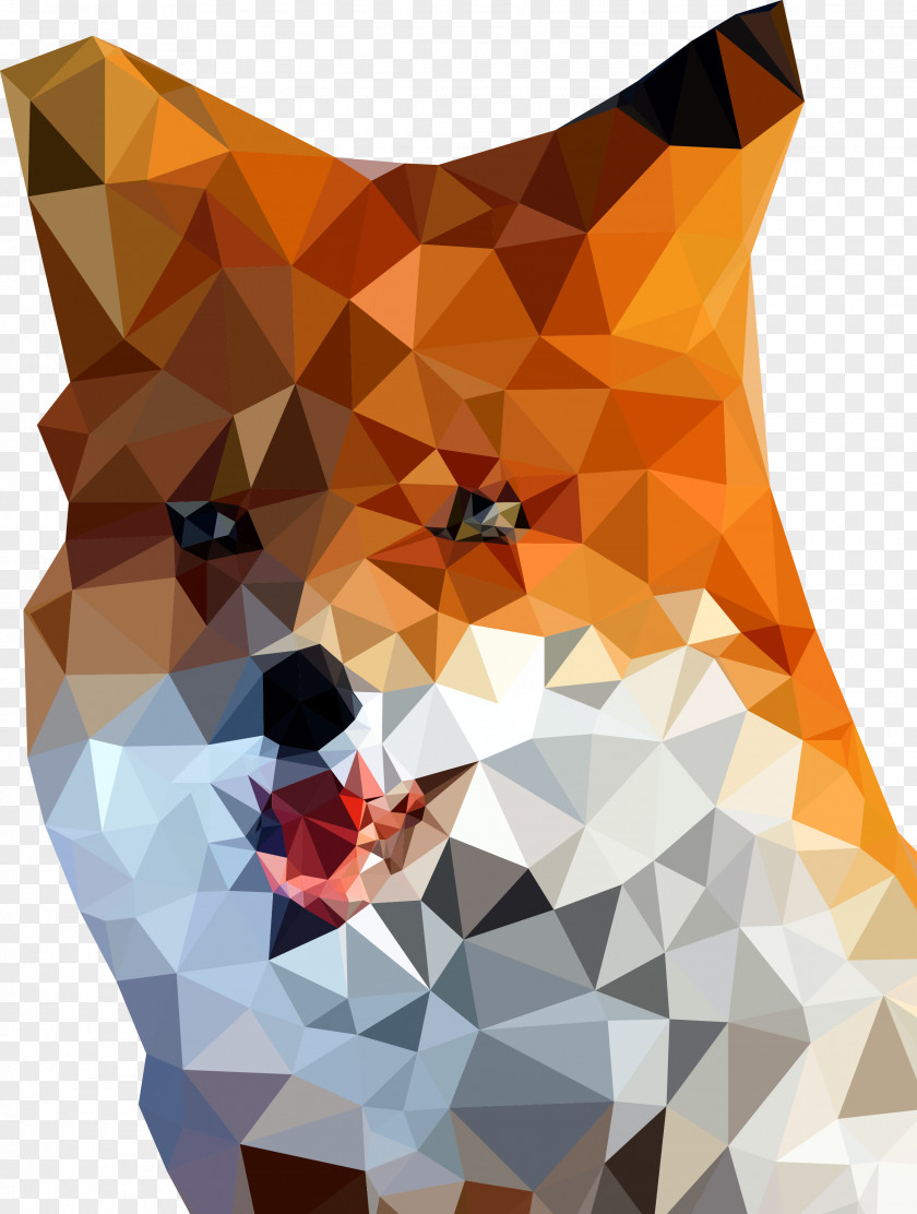 Vector Geometric Patchwork Fox Polygon Geometry Triangle Wallpaper PNG