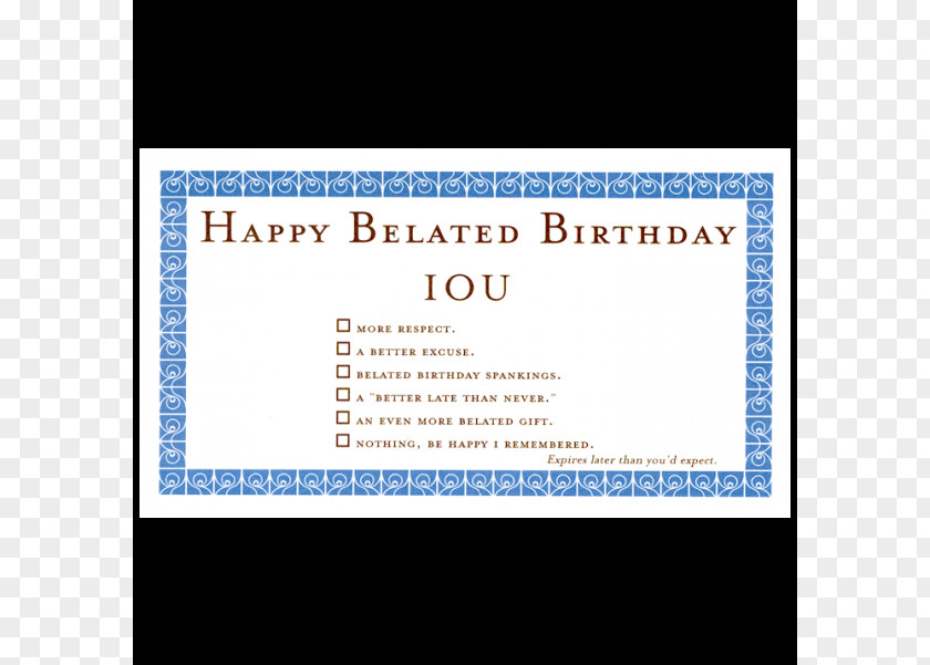Birthday Document Greeting & Note Cards IOU PNG
