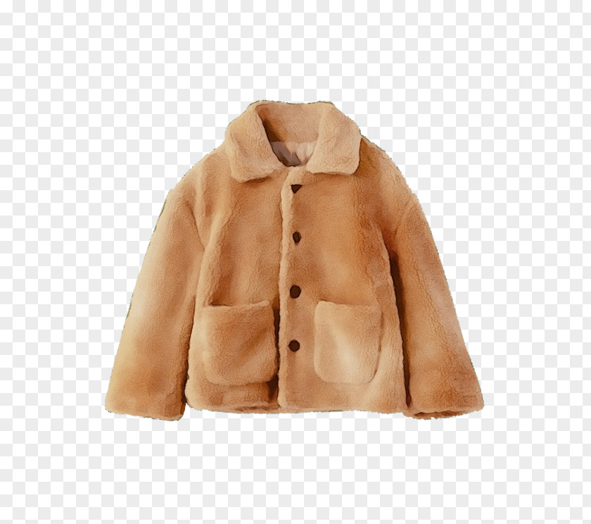 Fur Clothing Coat Beige PNG