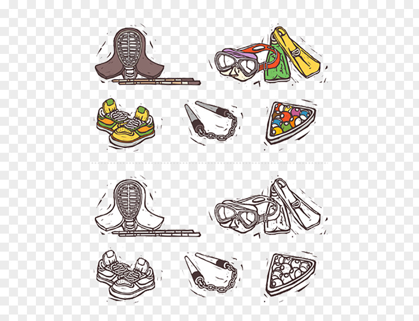 Hand-painted Icon Of Sports Equipment Illustration PNG