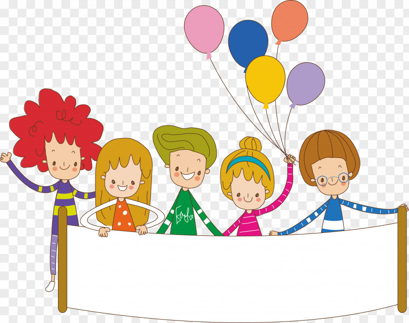 Vector Cartoon Kids Get Balloon Material Child PNG