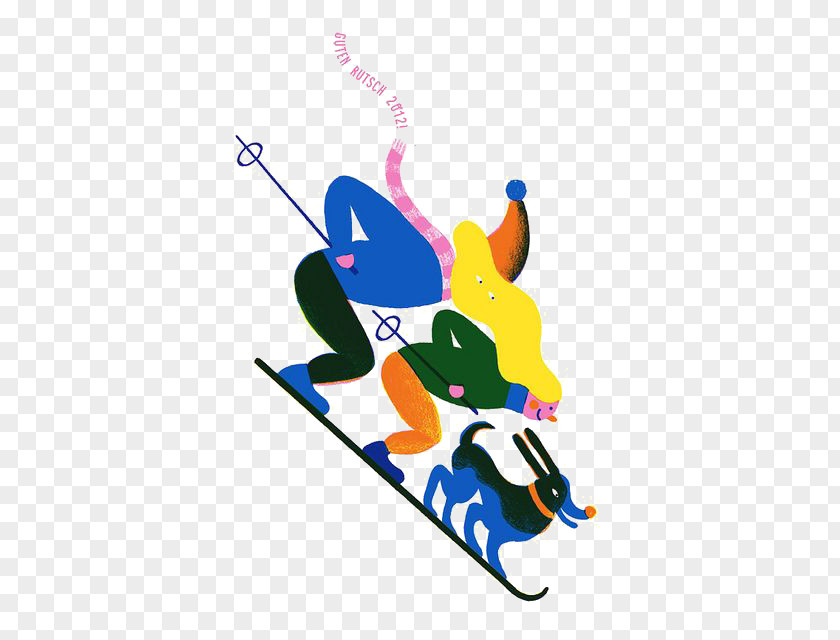 Abstract Skiing Drawing GOLDEN COSMOS Illustration PNG