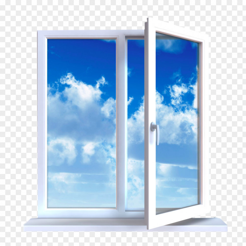 Blue Sky And White Clouds Paned Window Insulated Glazing Film PNG