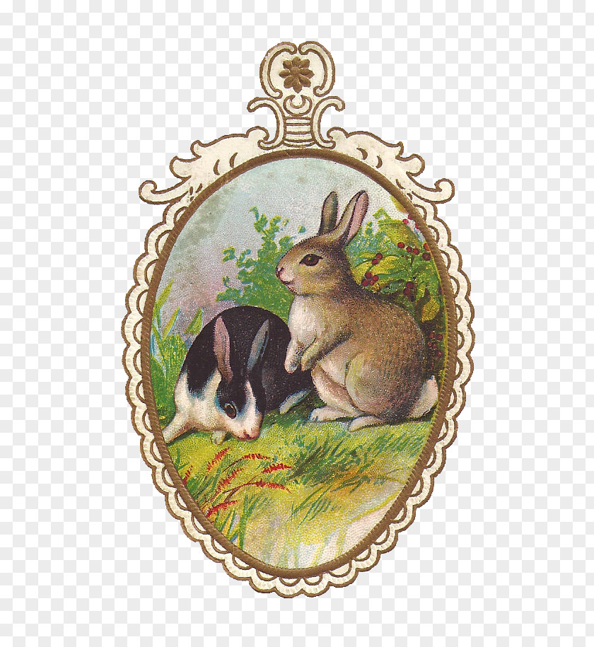 Antique Easter Bunny Postcard Egg Clip Art PNG