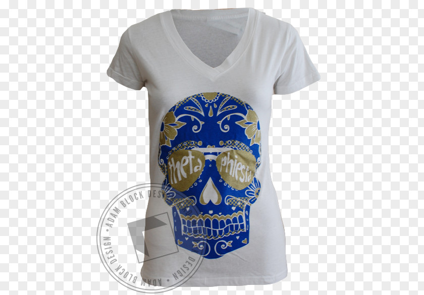 Skeleton Head And Neck T-shirt Cobalt Blue Sleeve Font PNG