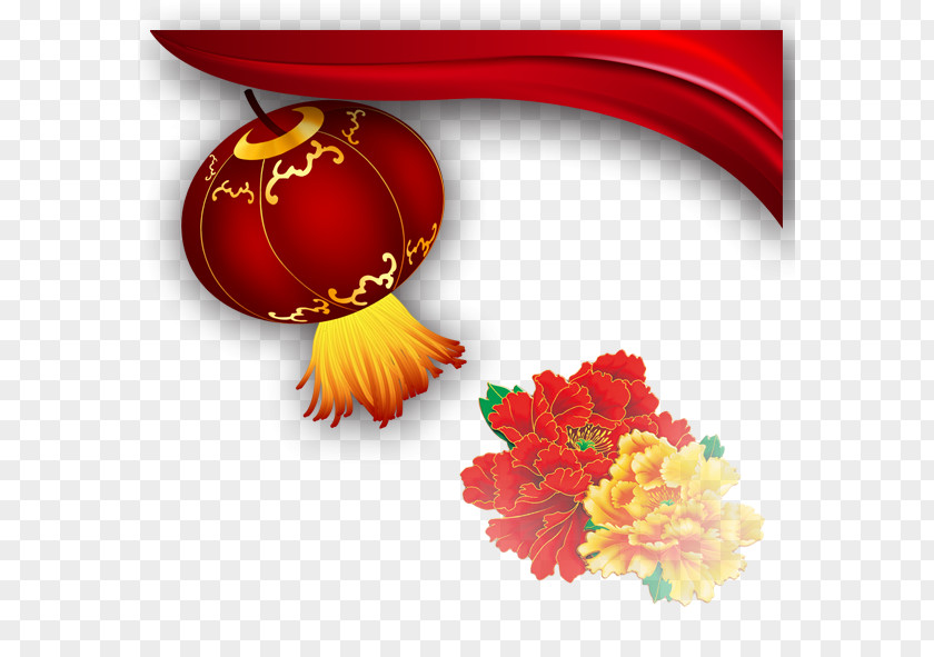 Big Red Lantern Festival Flower Download Cartoon PNG