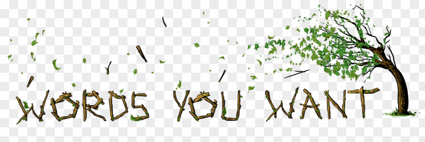 Want You Calligraphy Logo Plant Stem Grasses Font PNG
