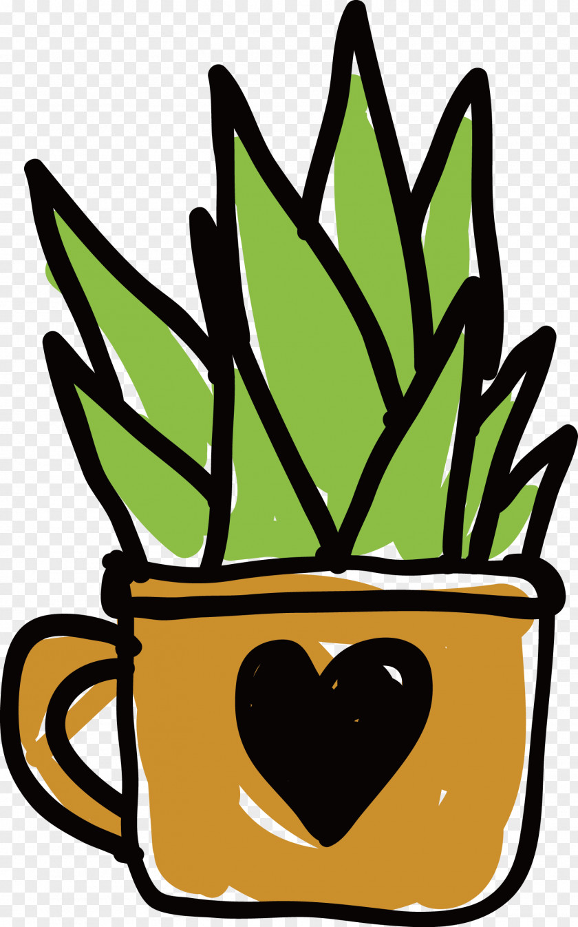 Customized Love Water Cup Planted Cactus Clip Art PNG