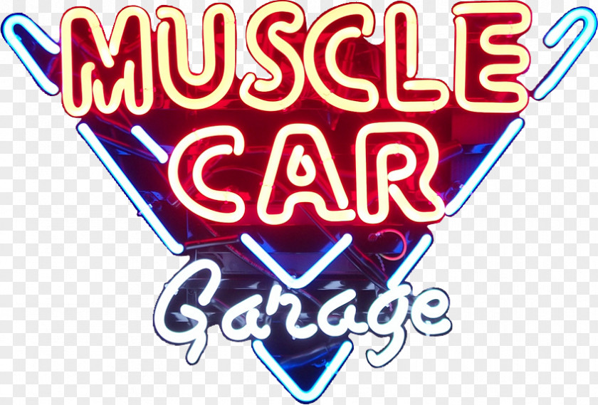 Muscle Neon Sign Garage Car Man Cave Logo PNG