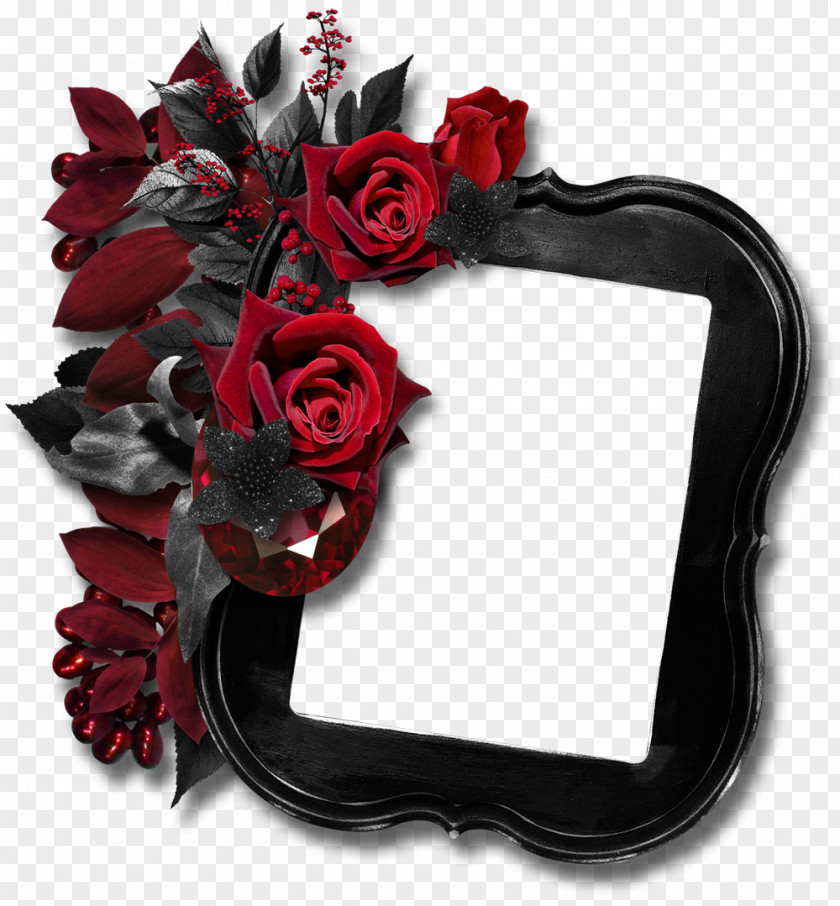Floral Border Design Creative Background Material Black Rose Picture Frame Clip Art PNG