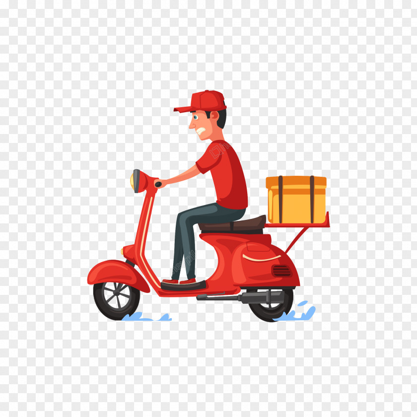 Motorized Scooter Automotive Wheel System Delivery Flat Design PNG