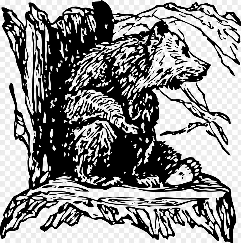 Bear Drawing Tree Stump Clip Art PNG
