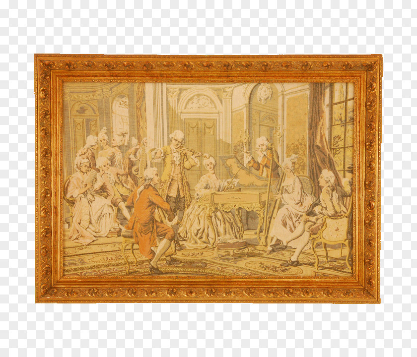 Antique Tapestry Picture Frames Wood Carving Sculpture PNG