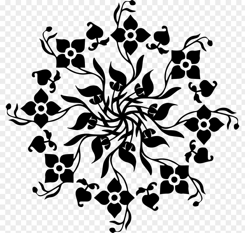 Design Floral Black And White Art PNG