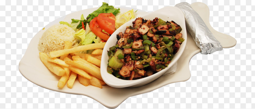 Octopus Seafood French Fries Mediterranean Cuisine Vegetarian Greek Junk Food PNG