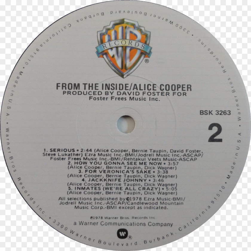 Alice Cooper LP Record Phonograph Album Warner Bros. Records 12-inch Single PNG