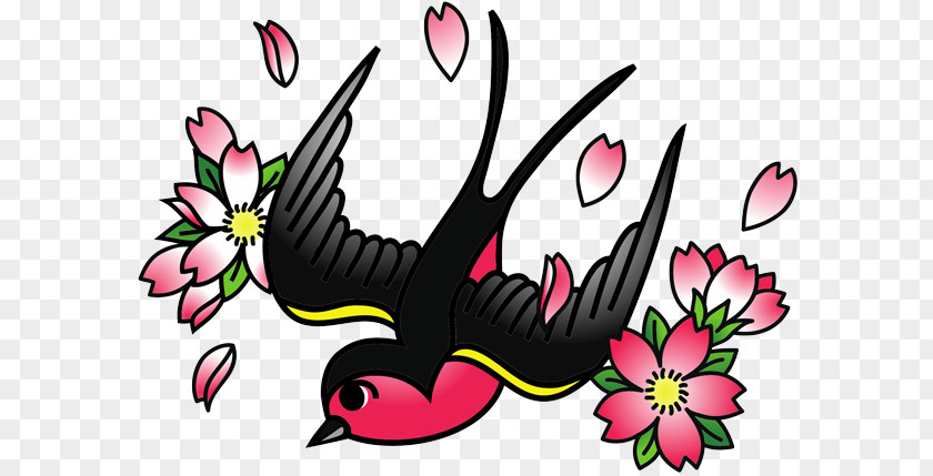 Tattoo Flash Cherry Blossom Old School (tattoo) Swallow PNG