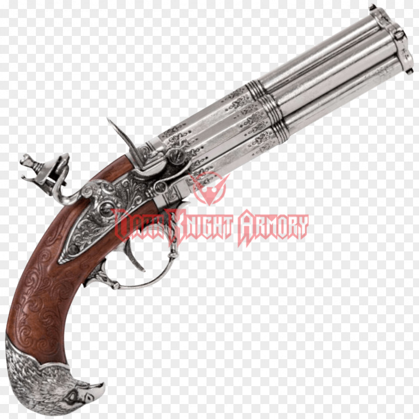 Wood Barrel Trigger Flintlock Revolver Firearm Pistol PNG