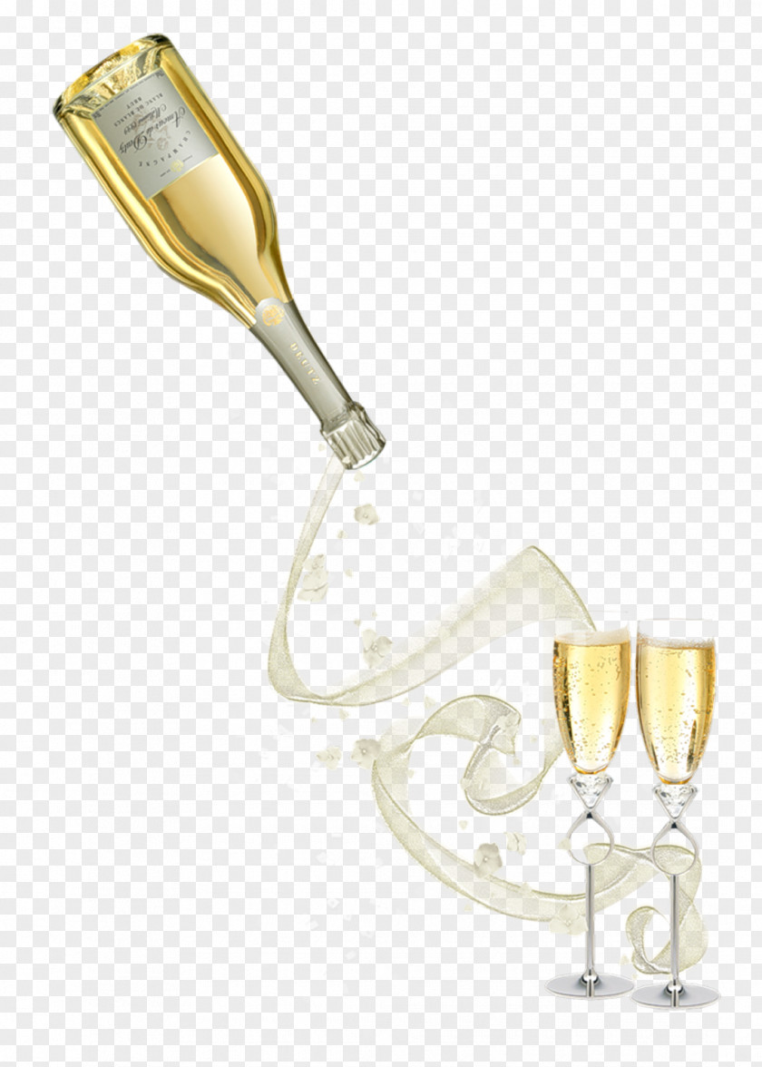 Champagne Glass Wine Bottle Prosecco PNG