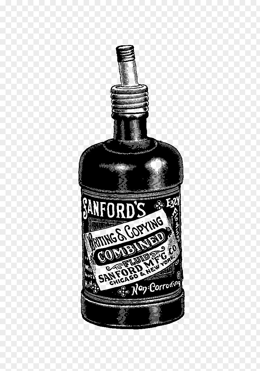 Ink Bottle Digital Stamp Glass Liquid Liqueur PNG