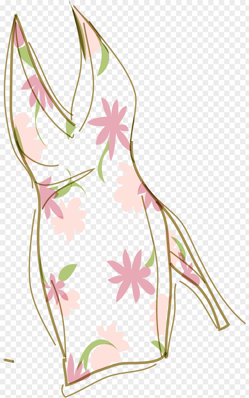 Vector Hand-painted Dresses Floral Design Dress Formal Wear PNG