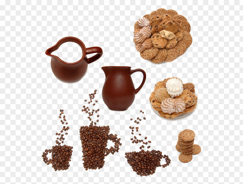 Coffee Beans Tea Cookies Milk Matcha Bean PNG