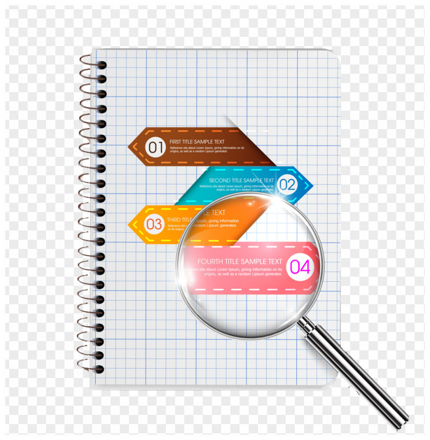 Notebook Design Paper Magnifying Glass PNG