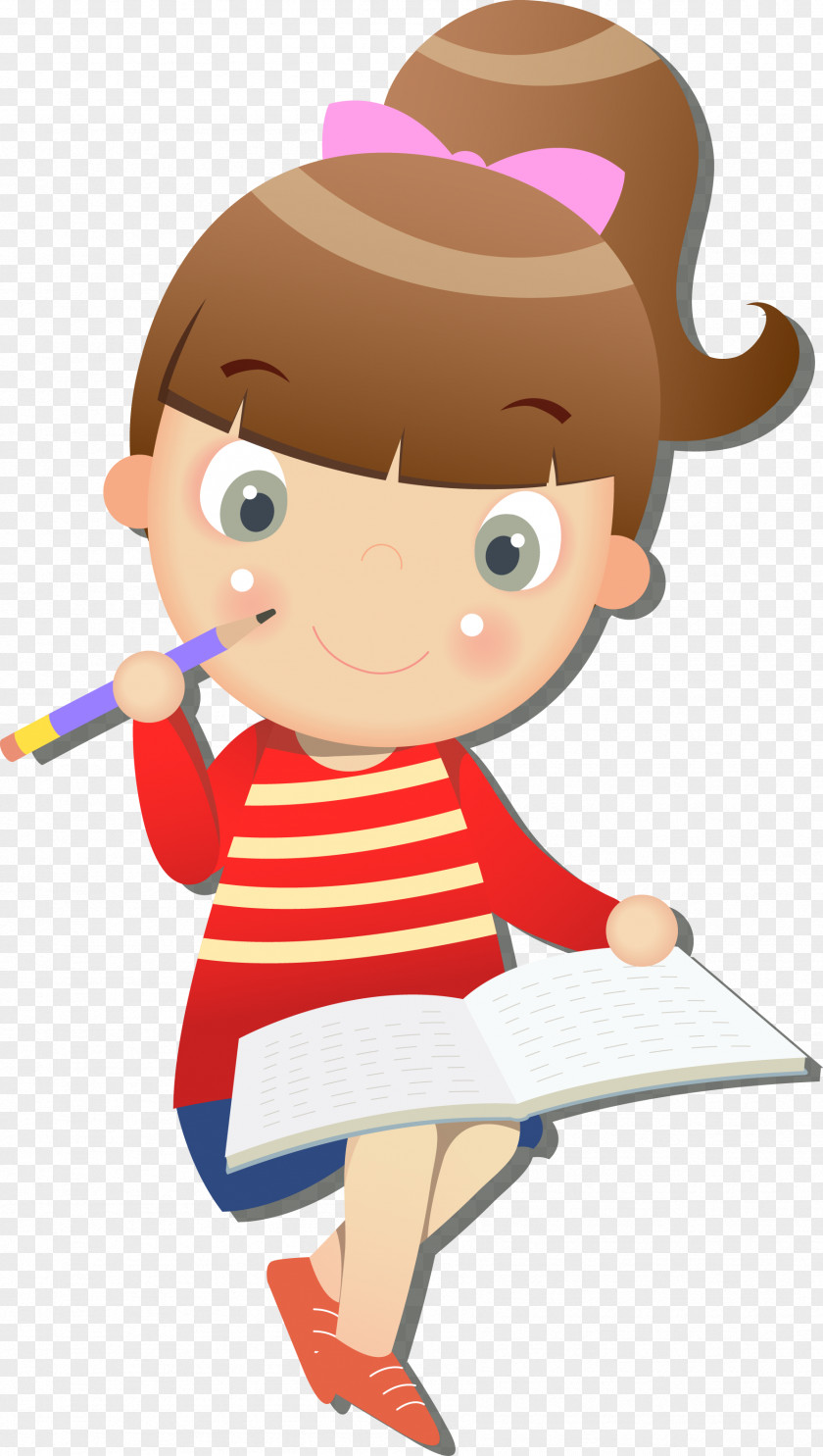 Cartoon Network Girl PNG Girl, Studying the girl, girl holding book and pencil clipart PNG