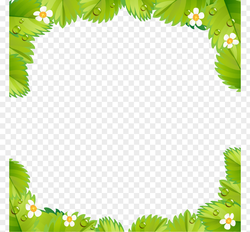 Green Leaf Frame Background Material Strawberry Pie Shortcake PNG