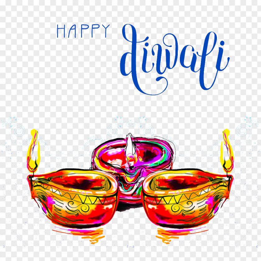 Hand-painted Lamps Vector Diwali Festival Clip Art PNG