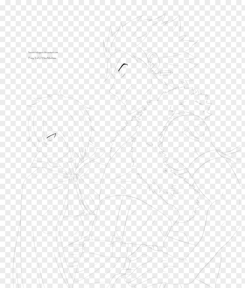 Fairy Tail Line Art Natsu Dragneel Sketch PNG