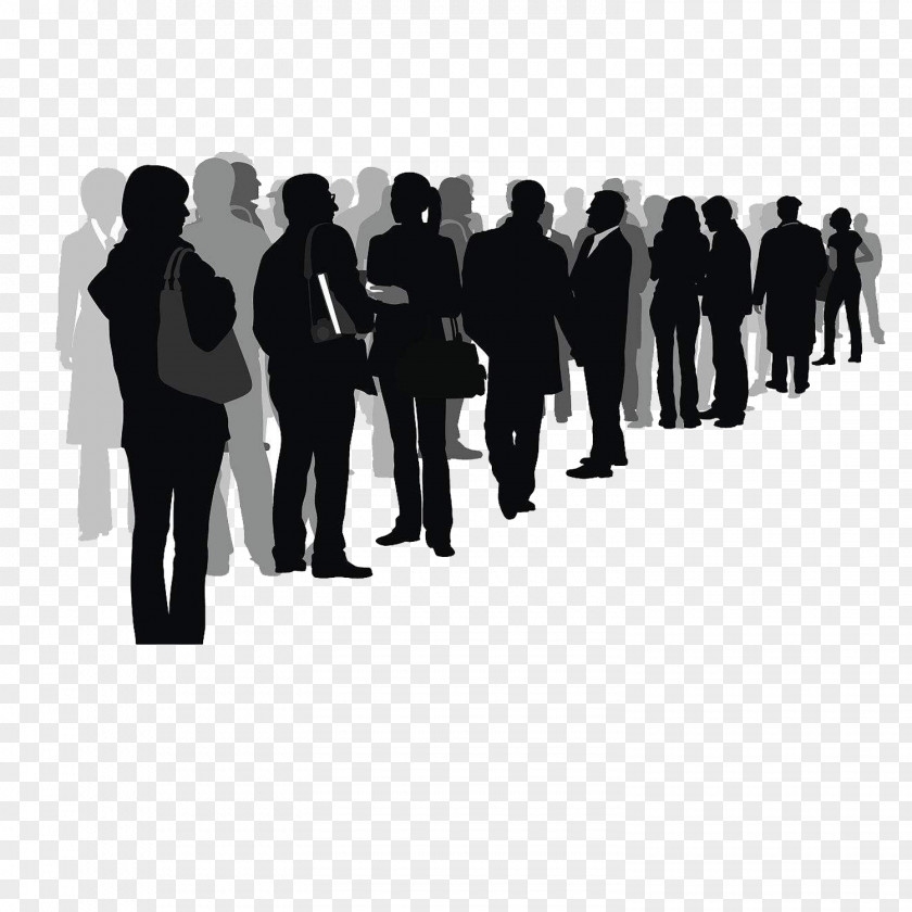 A Sea Of People Flattened Silhouette Crowd Drawing Illustration PNG