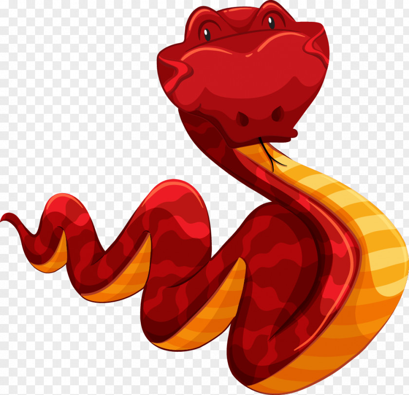 Vector Cartoon Red Snake Clip Art PNG