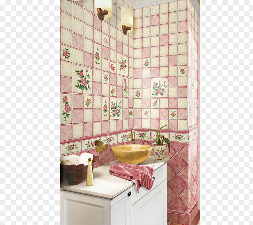 Hand Painted Color Rubik's Cube Tile Wall Ceramic Bathroom Pattern PNG