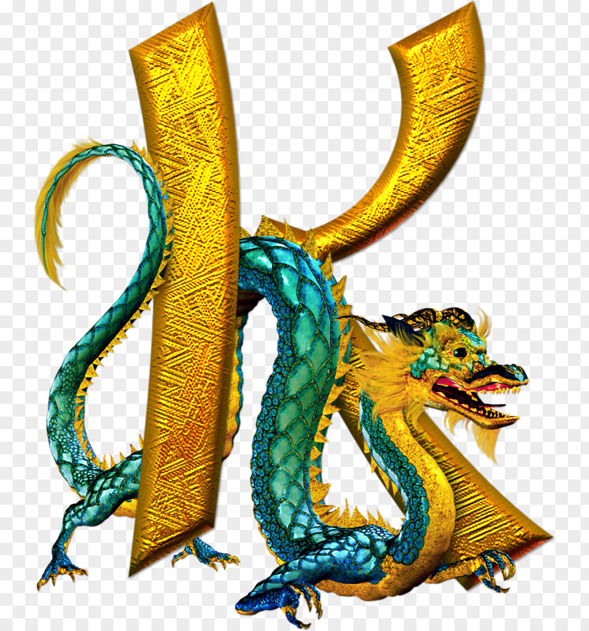 Dragon Letter K Alphabet Font PNG