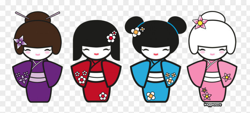 Samurai Geisha Kokeshi Japanese Dolls Clip Art PNG