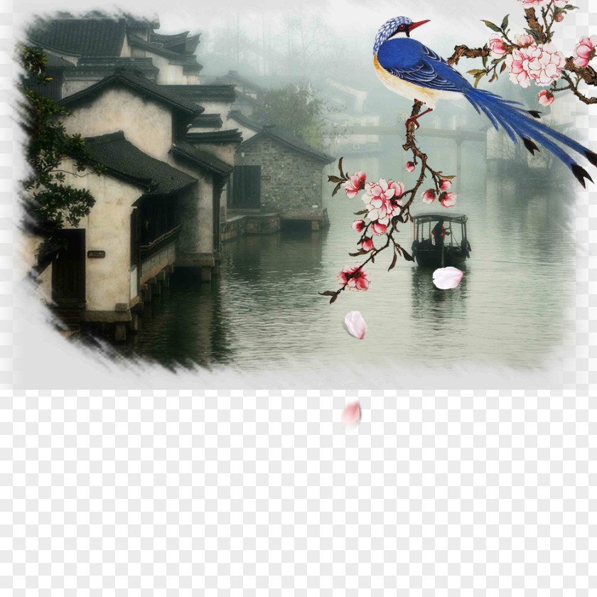 Chinese Town Wuzhen Jiangnan Poster PNG