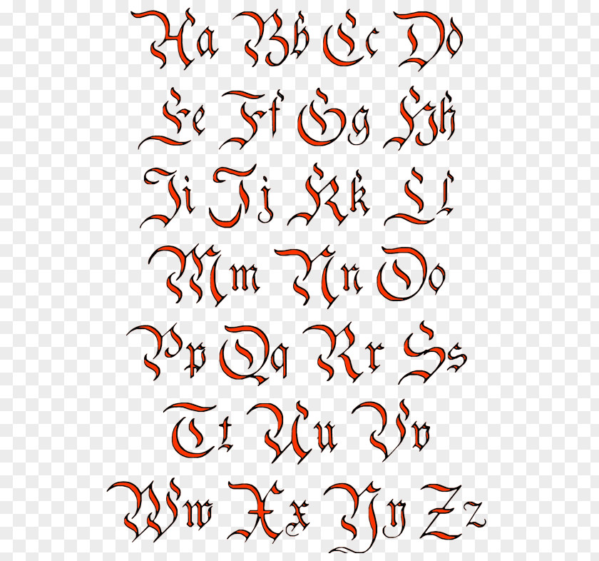 Flash Lettering Tattoo Old English Latin Alphabet PNG