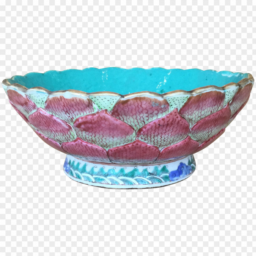 Chinese Lotus Ceramic Bowl Glass Turquoise PNG